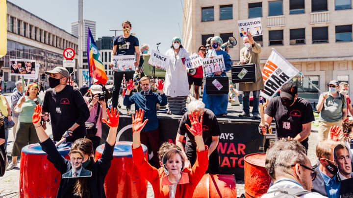 Protest tegen NAVO-top in Brussel