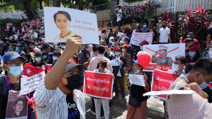 Manifestatie tegen de junta in Myanmar