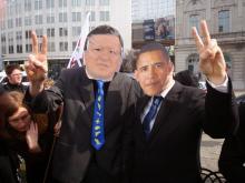 Actie van de vredesbeweging ter gelegenheid van het Obama-bezoek aan Brussel