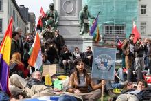 Actie van de vredesbeweging ter gelegenheid van het Obama-bezoek aan Brussel