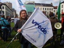 Actie van de vredesbeweging ter gelegenheid van het Obama-bezoek aan Brussel