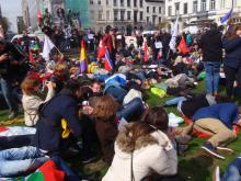 Actie van de vredesbeweging ter gelegenheid van het Obama-bezoek aan Brussel