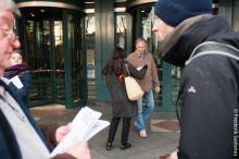 Acties tegen investeringen in kernwapens bij hoofdkantoren KBC, ING, BNP Paribas en Deutsche Bank