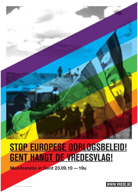 Stop Europese oorlogsbeleid! Gent hangt de vredesvlag!